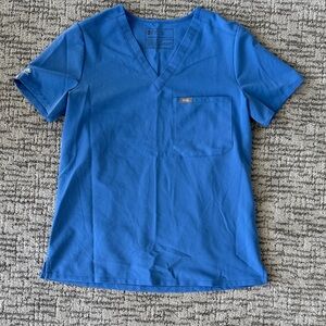 Figs Catarina Bright Blue Scrub Top